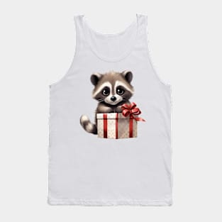 Baby Christmas Raccoon With Gift Tank Top